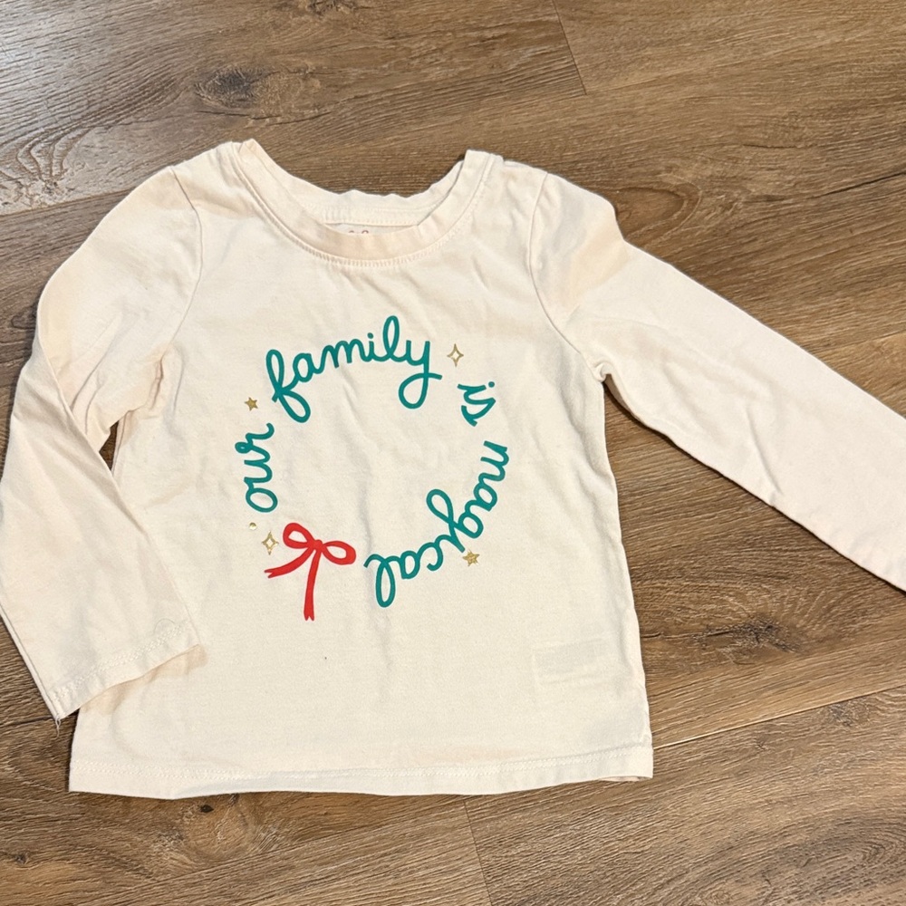 Cat & Jack Cream Long Sleeve Tee with Family Print